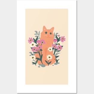 Red cat in the garden Posters and Art